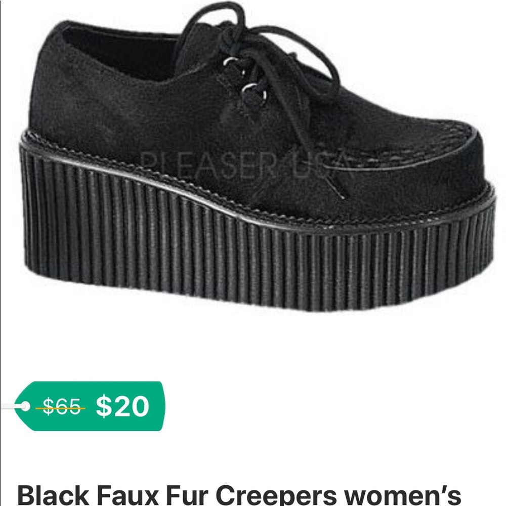 Black Faux Fur Creepers women’s size 7 $20 or B.O.